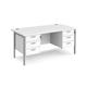 Maestro 25 straight desk 1600mm x 800mm with two x 3 drawer pedestals - silver H-frame leg, white top