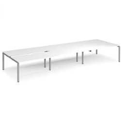 Adapt sliding top triple back to back desks 4800mm x 1600mm - silver frame, white top