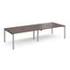 Adapt double back to back desks 2800mm x 1200mm - silver frame, walnut top