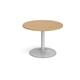 Trumpet base circular boardroom table 1000mm - silver base, oak top