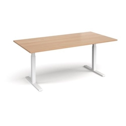 Elev8 Touch boardroom table 2000mm x 1000mm - white frame, beech top