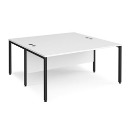 Maestro 25 back to back straight desks 1600mm x 1600mm - black bench leg frame, white top