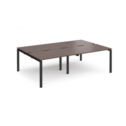 Adapt double back to back desks 2400mm x 1600mm - black frame, walnut top
