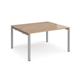 Adapt sliding top back to back desks 1400mm x 1200mm - silver frame, beech top