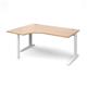 TR10 left hand ergonomic desk 1600mm - white frame, beech top