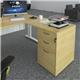 Desk high 3 drawer pedestal 600mm deep with 800mm flyover top - white