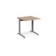 TR10 height settable straight desk 800mm x 800mm - silver frame, beech top