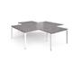 Adapt back to back 4 desk cluster 2800mm x 1600mm with 800mm return desks - white frame, grey oak top