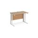 Maestro 25 straight desk 1000mm x 600mm - white cable managed leg frame, beech top
