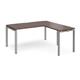 Adapt desk 1600mm x 800mm with 800mm return desk - silver frame, walnut top