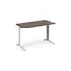 TR10 straight desk 1200mm x 600mm - white frame, walnut top