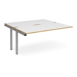 Adapt add on unit single 1600mm x 1600mm - silver frame, white top with oak edging