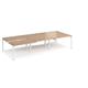 Adapt sliding top triple back to back desks 3600mm x 1600mm - white frame, beech top