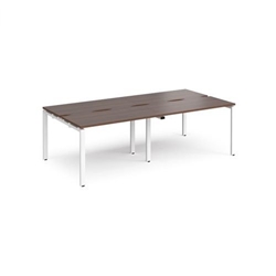 Adapt double back to back desks 2400mm x 1200mm - white frame, walnut top
