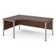 Maestro 25 left hand ergonomic desk 1800mm wide - silver bench leg frame, walnut top