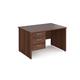 Maestro 25 straight desk 1200mm x 800mm with 3 drawer pedestal - walnut top with panel end leg