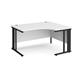 Maestro 25 right hand ergonomic desk 1400mm wide - black cable managed leg frame, white top