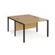 Maestro 25 back to back straight desks 1200mm x 1600mm - black bench leg frame, oak top