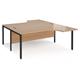 Maestro 25 back to back ergonomic desks 1800mm deep - black bench leg frame, beech top