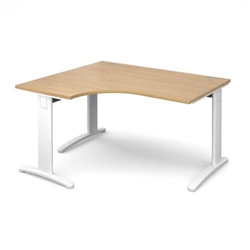 TR10 deluxe left hand ergonomic desk 1400mm - white frame, oak top