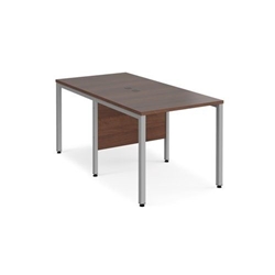 Maestro 25 back to back straight desks 800mm x 1600mm - silver bench leg frame, walnut top