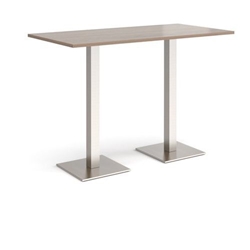Brescia rectangular poseur table with flat square brushed steel bases 1600mm x 800mm - barcelona walnut