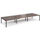 Adapt sliding top triple back to back desks 4800mm x 1600mm - black frame, walnut top