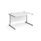 Contract 25 straight desk with silver cantilever leg 1200mm x 800mm - white top