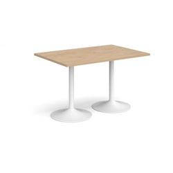 Genoa rectangular dining table with white trumpet base 1200mm x 800mm - kendal oak