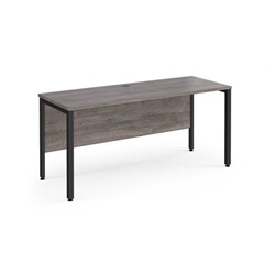 Maestro 25 straight desk 1600mm x 600mm - black bench leg frame, grey oak top