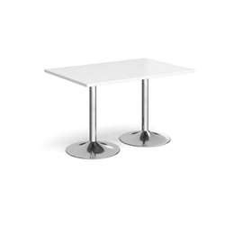Genoa rectangular dining table with chrome trumpet base 1200mm x 800mm - white