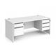 Contract 25 straight desk with 2 and 3 drawer silver pedestals and panel leg 1800mm x 800mm - white