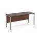Maestro 25 straight desk 1600mm x 600mm - silver bench leg frame, walnut top