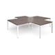 Adapt back to back 4 desk cluster 3200mm x 1600mm with 800mm return desks - white frame, walnut top