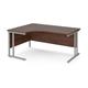 Maestro 25 left hand ergonomic desk 1600mm wide - silver cantilever leg frame, walnut top