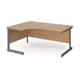 Contract 25 left hand ergonomic desk with graphite cantilever leg 1600mm - beech top