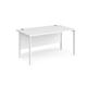 Maestro 25 straight desk 1400mm x 800mm - white H-frame leg, white top