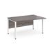 Maestro 25 right hand wave desk 1400mm wide - white bench leg frame, grey oak top