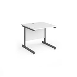 Contract 25 straight desk with graphite cantilever leg 800mm x 800mm - white top