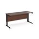 Maestro 25 straight desk 1600mm x 600mm - black cantilever leg frame, walnut top