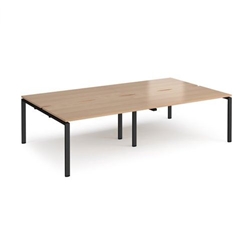 Adapt double back to back desks 2800mm x 1600mm - black frame, beech top