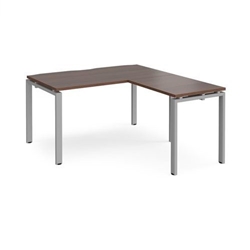 Adapt desk 1400mm x 800mm with 800mm return desk - silver frame, walnut top