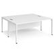 Maestro 25 back to back straight desks 1800mm x 1600mm - white bench leg frame, white top