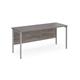 Maestro 25 straight desk 1600mm x 600mm - silver H-frame leg, grey oak top