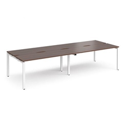 Adapt double back to back desks 2800mm x 1200mm - white frame, walnut top