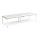 Adapt double back to back desks 2800mm x 1200mm - white frame, white top with oak edging