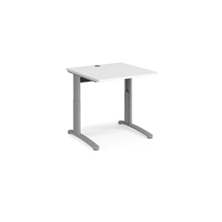 TR10 height settable straight desk 800mm x 800mm - silver frame, white top