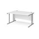 Maestro 25 left hand wave desk 1400mm wide - silver cantilever leg frame, white top