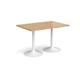 Genoa rectangular dining table with white trumpet base 1200mm x 800mm - oak
