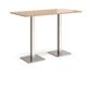 Brescia rectangular poseur table with flat square brushed steel bases 1600mm x 800mm - beech